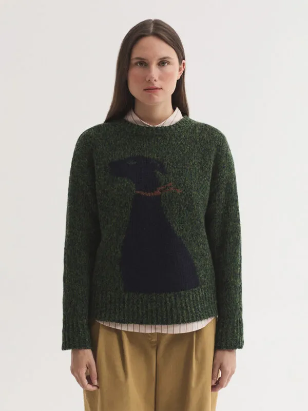 Heathered wool dog sweater - Groen