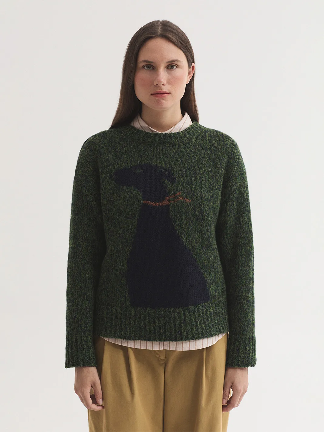 Heathered wool dog sweater - Groen