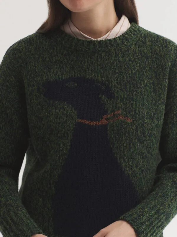 Heathered wool dog sweater - Groen