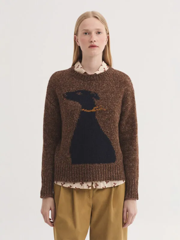 Heathered wool dog sweater - Bruin
