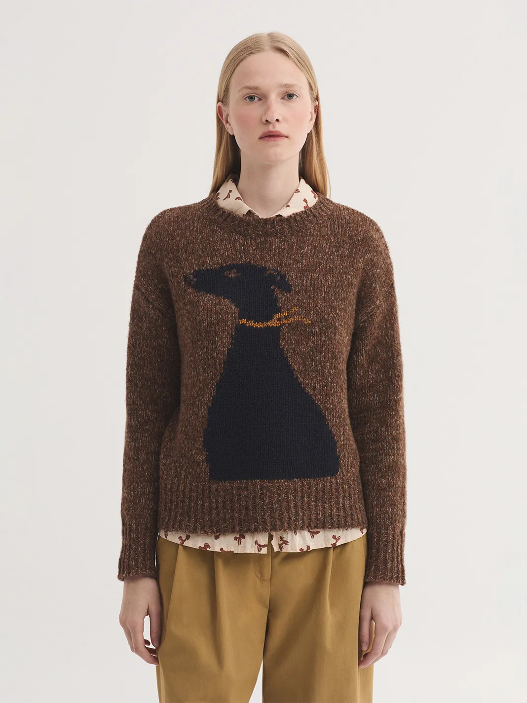 Heathered wool dog sweater - Bruin