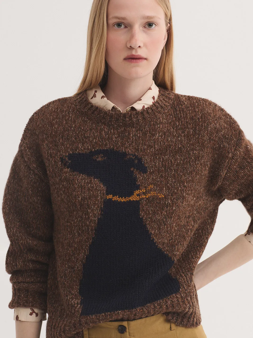 Heathered wool dog sweater - Bruin - Afbeelding 4