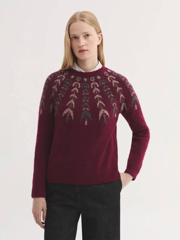 Round neck sweater with greca - Rood