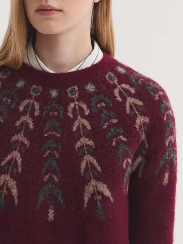 Round neck sweater with greca - Rood