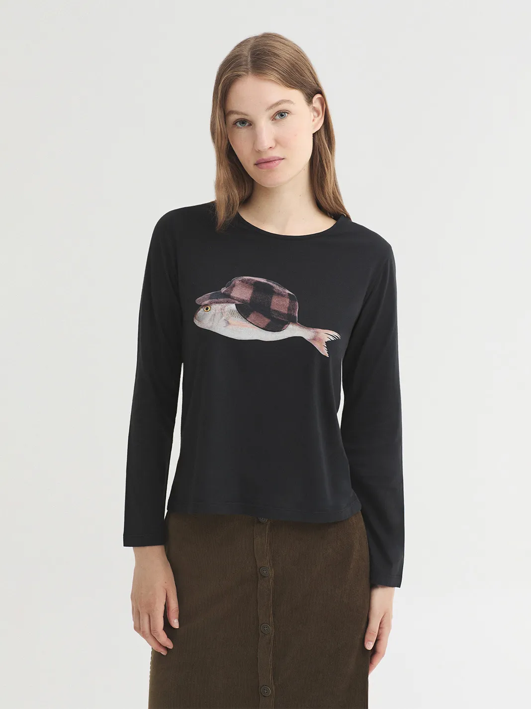 Overdyed T-shirt Wool Cap Fish - Zwart - Afbeelding 4
