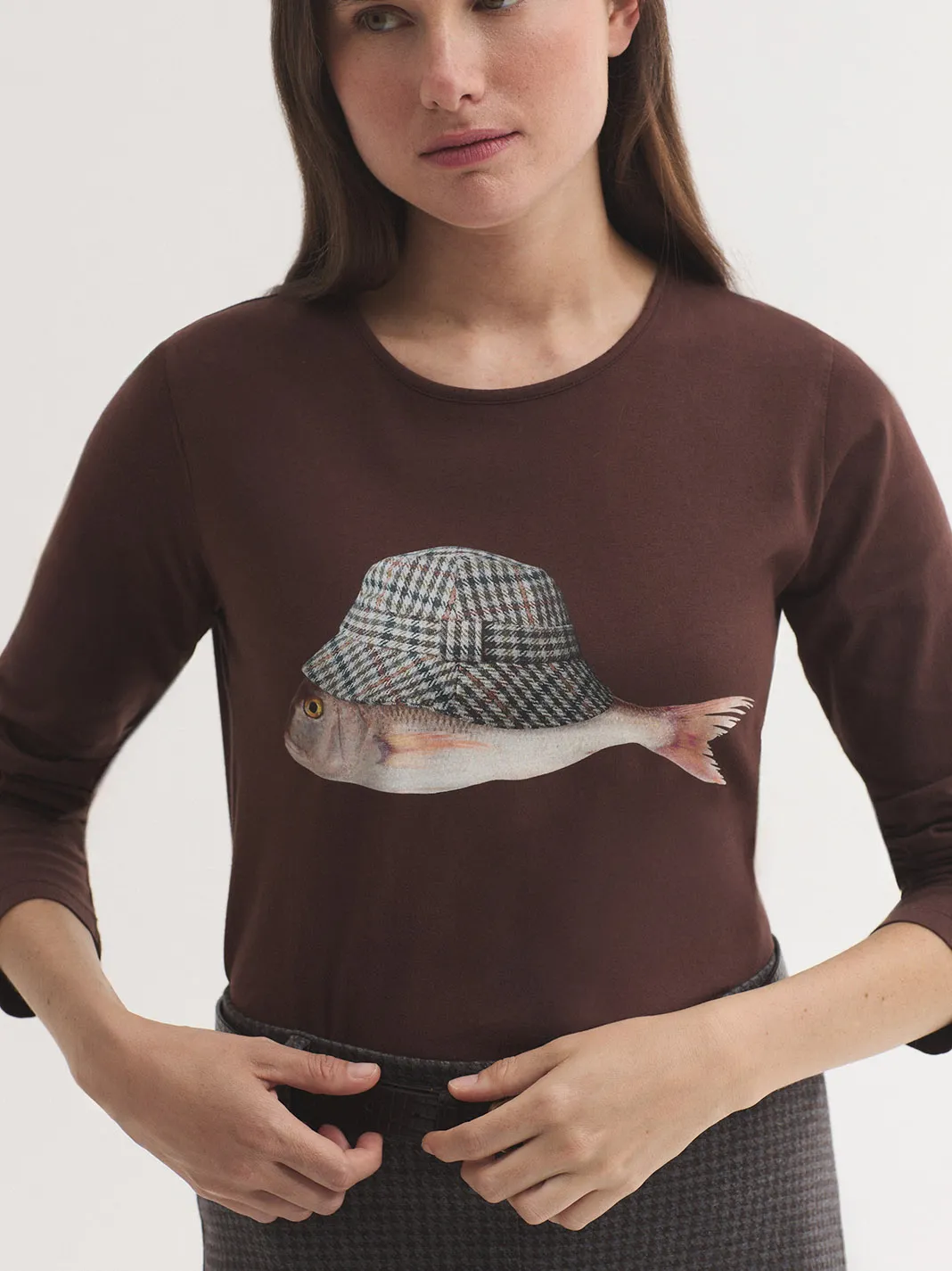Overdyed T-shirt Wool Cap Fish - plum - Afbeelding 4