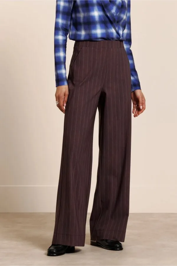 Marlise stripe trousers - chestnut/espresso