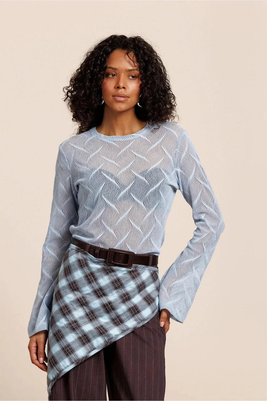 Reagan flaire lace top -  Sky Blue