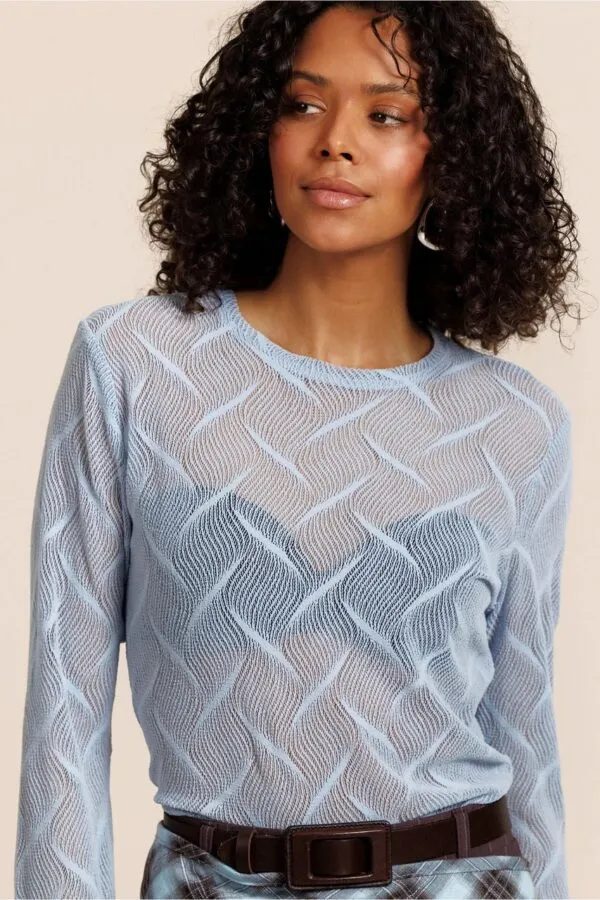 Reagan flaire lace top - Sky Blue