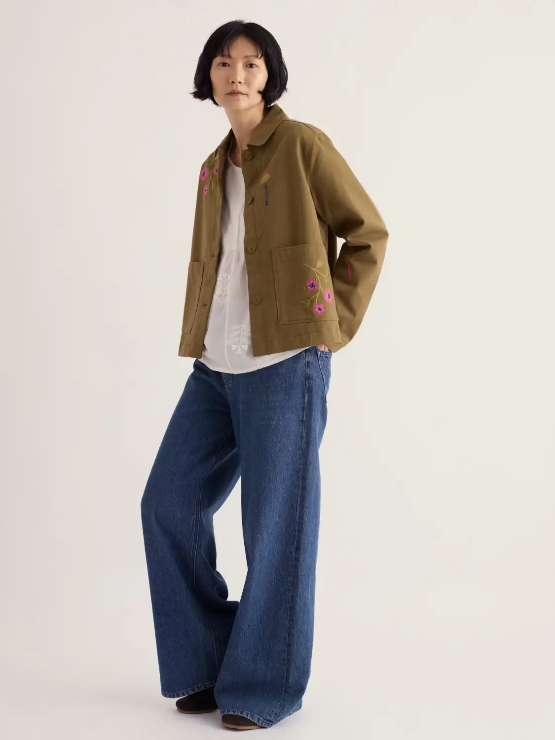 Porth Embroidered Jacket - Flora Embroidery Fern Moss - Afbeelding 6