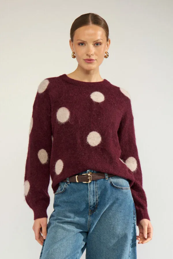 Nusuri Dot Pullover - bordeaux