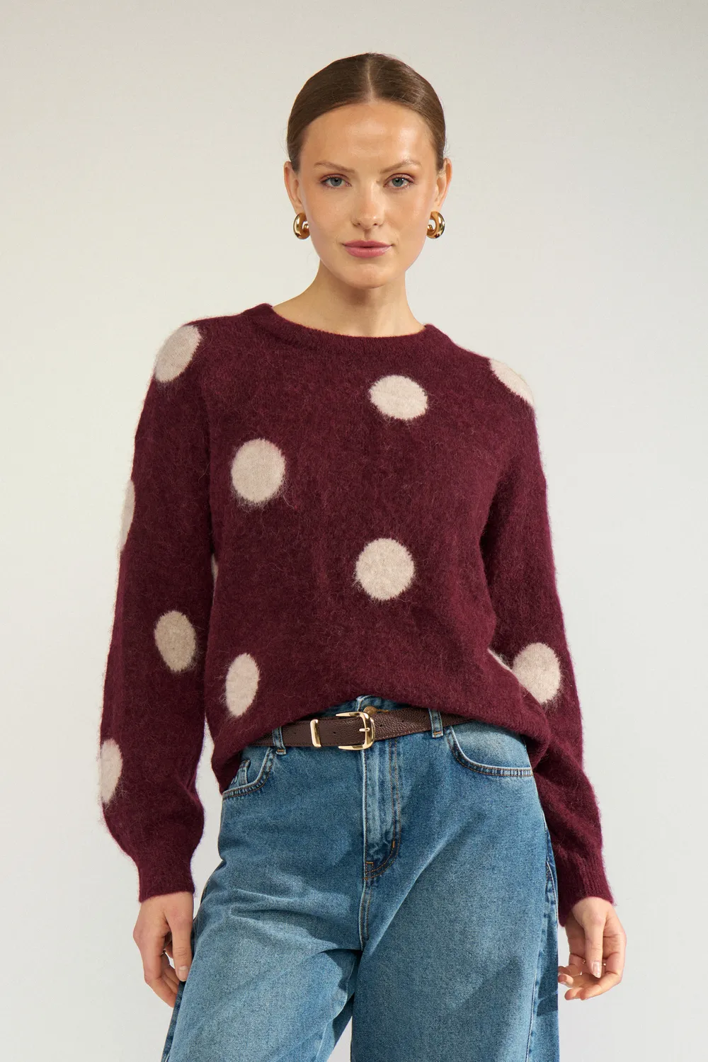 Nusuri Dot Pullover - bordeaux