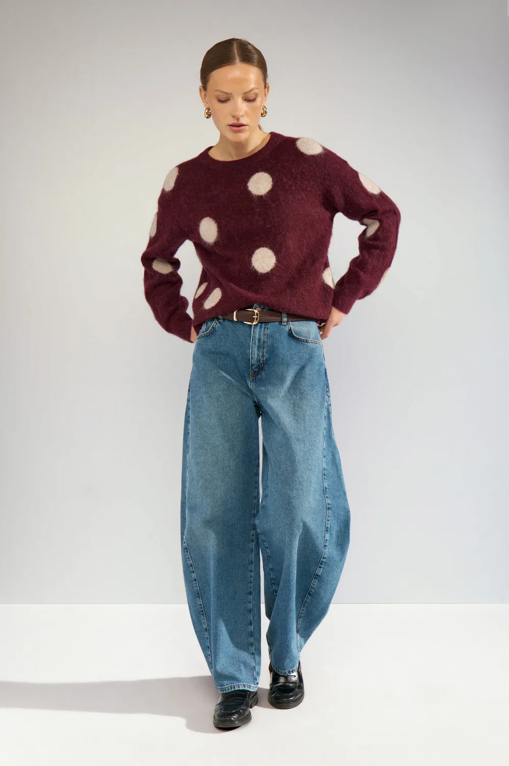 Nusuri Dot Pullover - bordeaux - Afbeelding 3