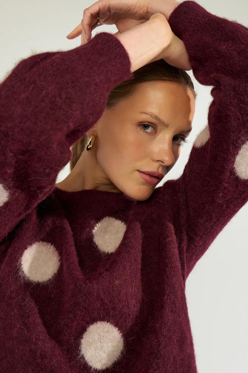 Nusuri Dot Pullover - bordeaux - Afbeelding 4