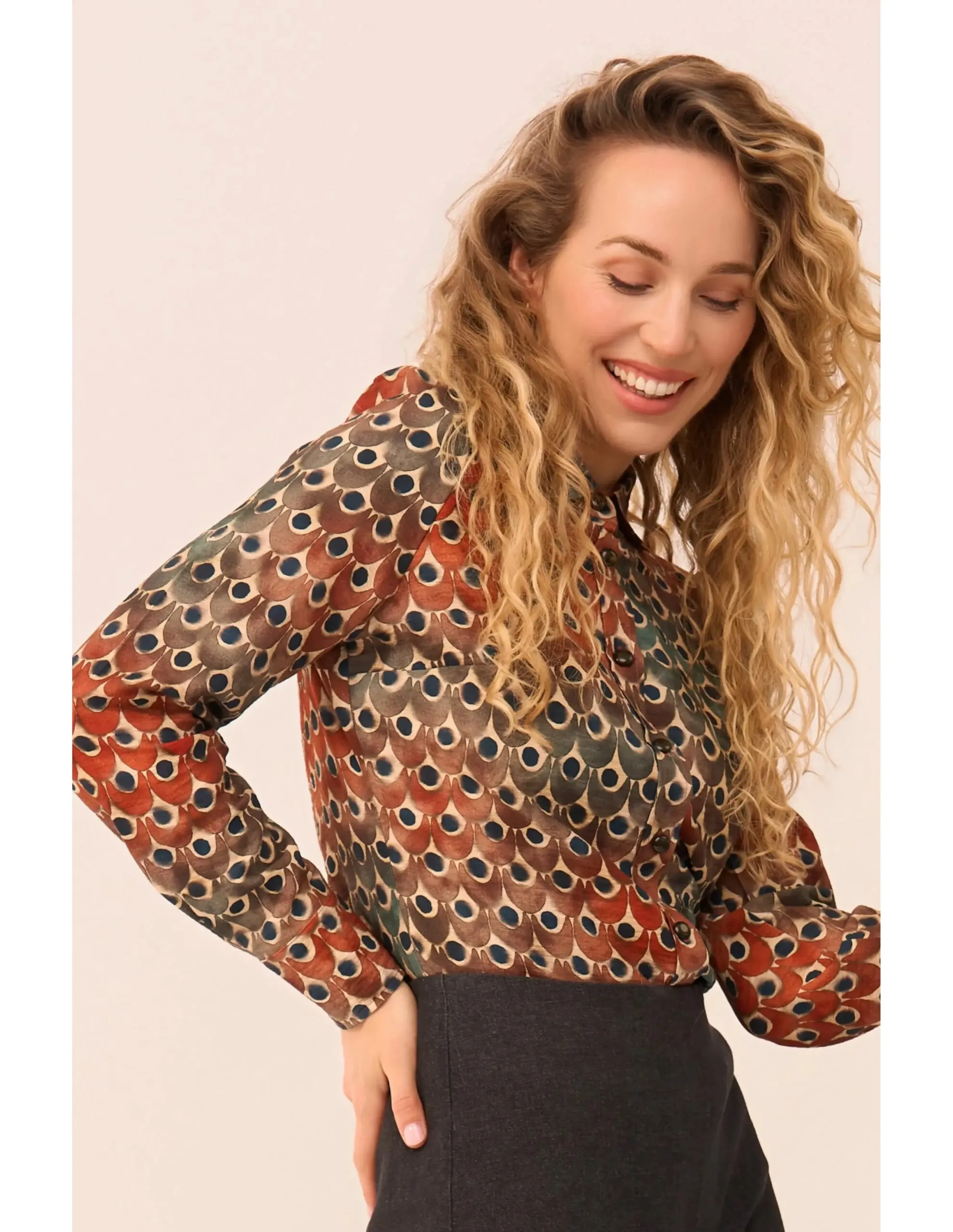 Classic Blouse Peacock Crepe Viscose - Multi color - Afbeelding 4