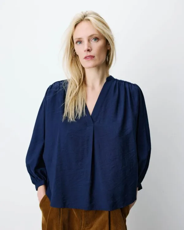 Blouse met ballonmouw - Donkerblauw