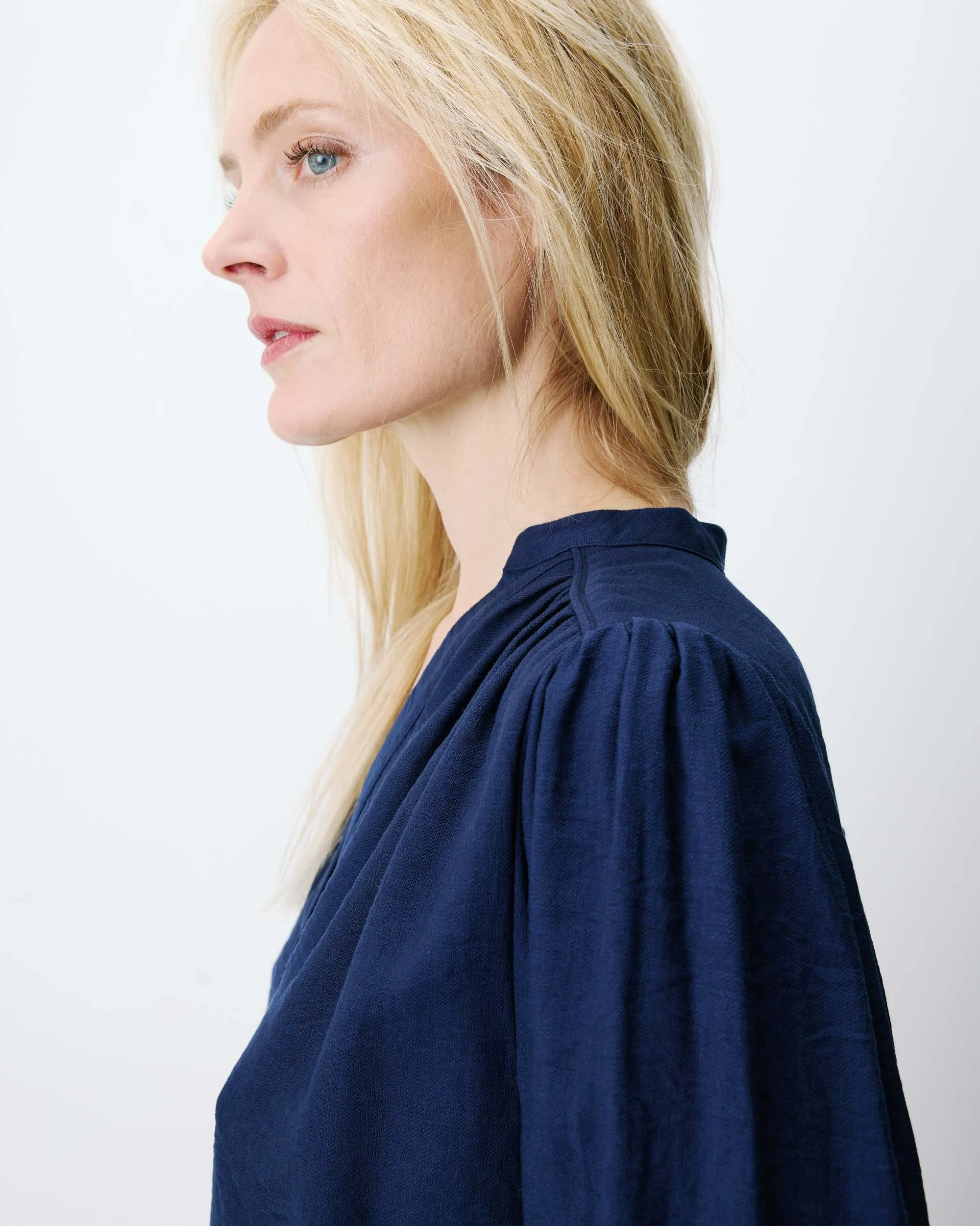 Blouse met ballonmouw - Donkerblauw - Afbeelding 3