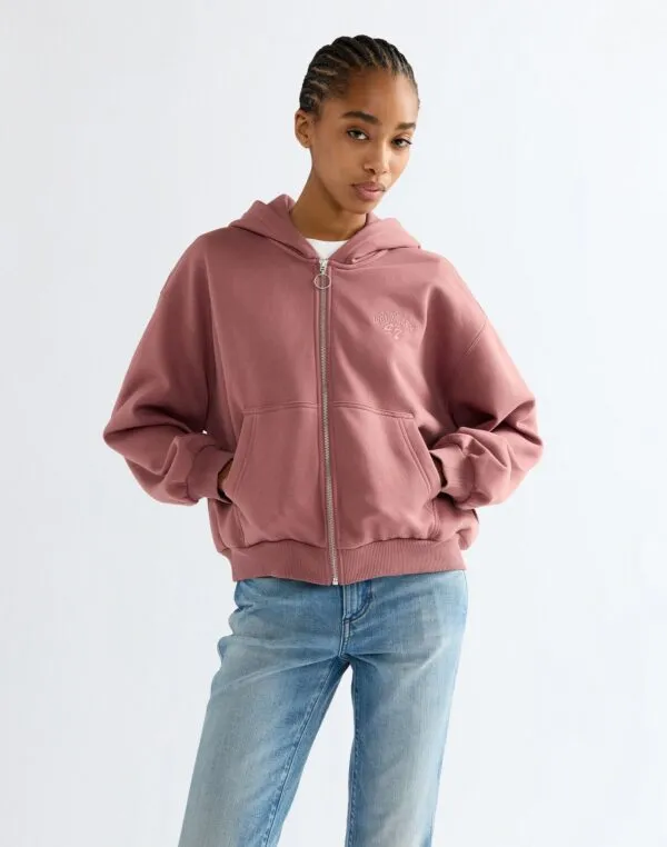 Oversized Zip Up - ROSE BROWN