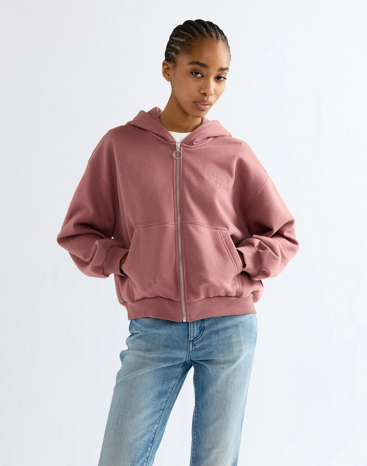 Oversized Zip Up - ROSE BROWN