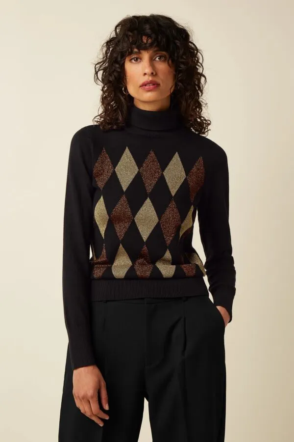Rollneck Top Glim - Zwart