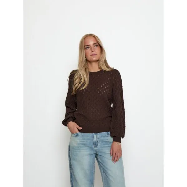 PCRosalia Puff Sleeve Knit Pullover - Bruin