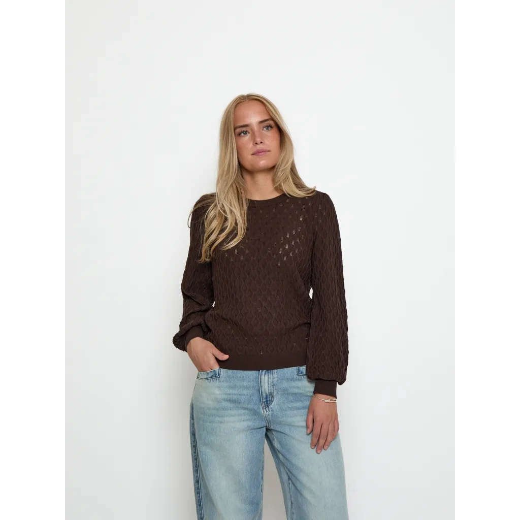PCRosalia Puff Sleeve Knit Pullover - Bruin