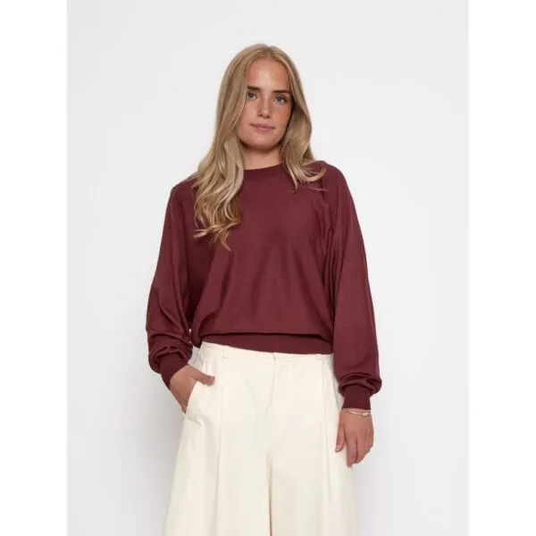 MSDana Bat Sleeve Knit Pullover - Donkerrood