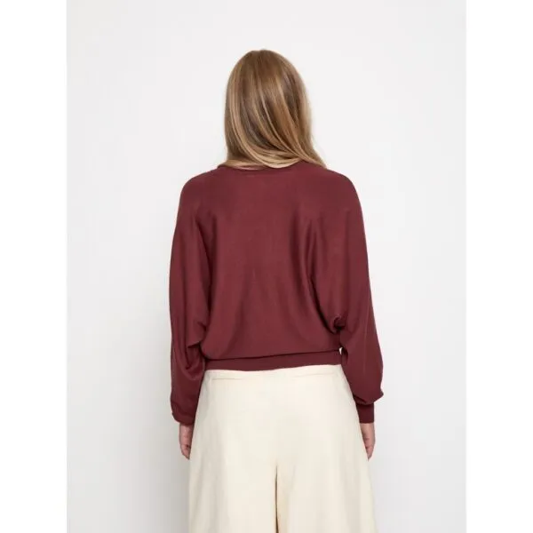 MSDana Bat Sleeve Knit Pullover - Donkerrood
