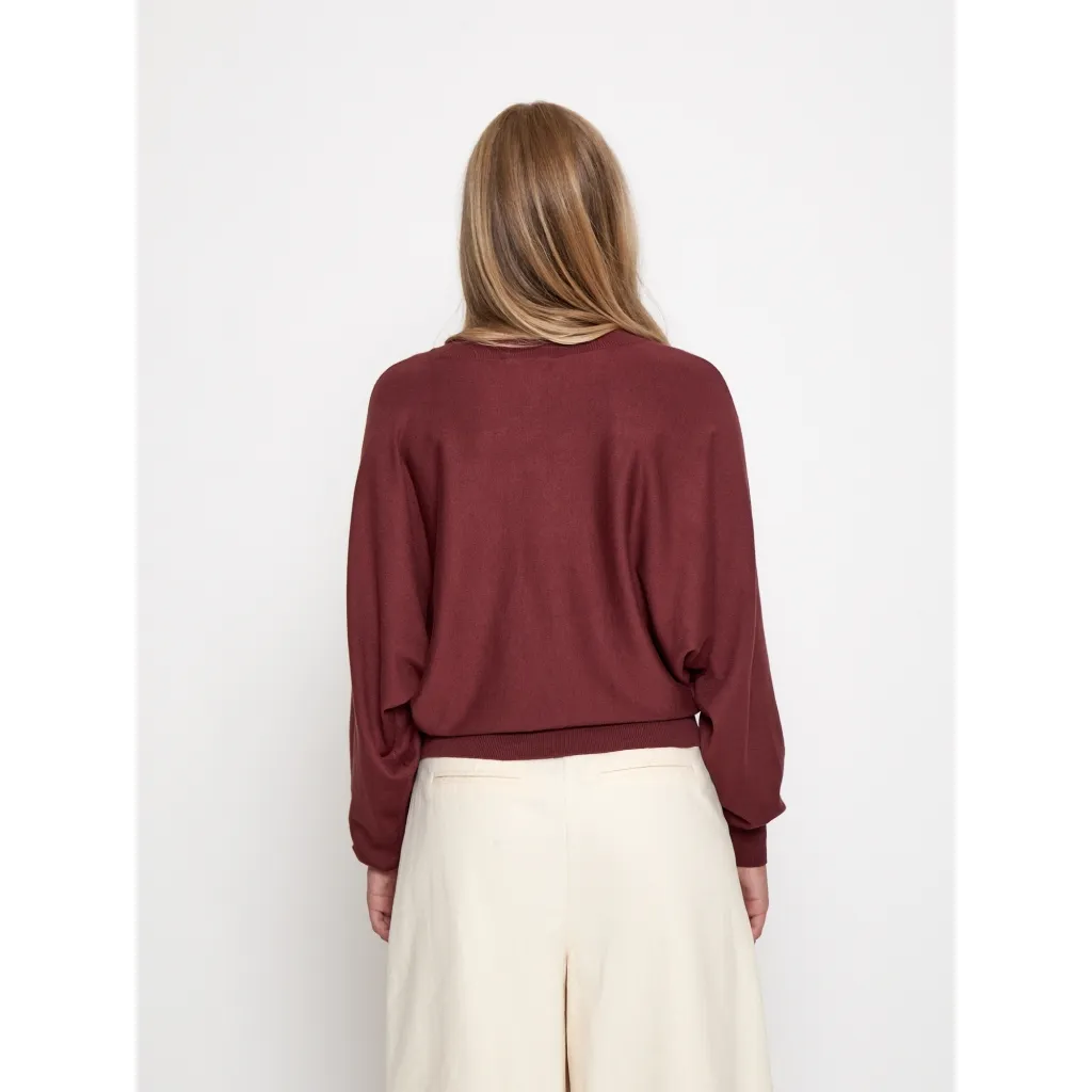 MSDana Bat Sleeve Knit Pullover - Donkerrood - Afbeelding 2