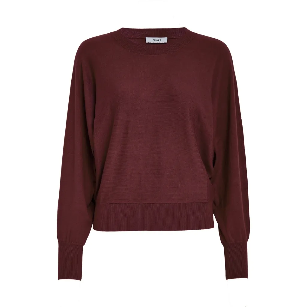 MSDana Bat Sleeve Knit Pullover - Donkerrood - Afbeelding 3