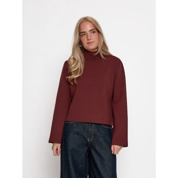 MSLupi High Neck Knit Pullover - Donkerrood