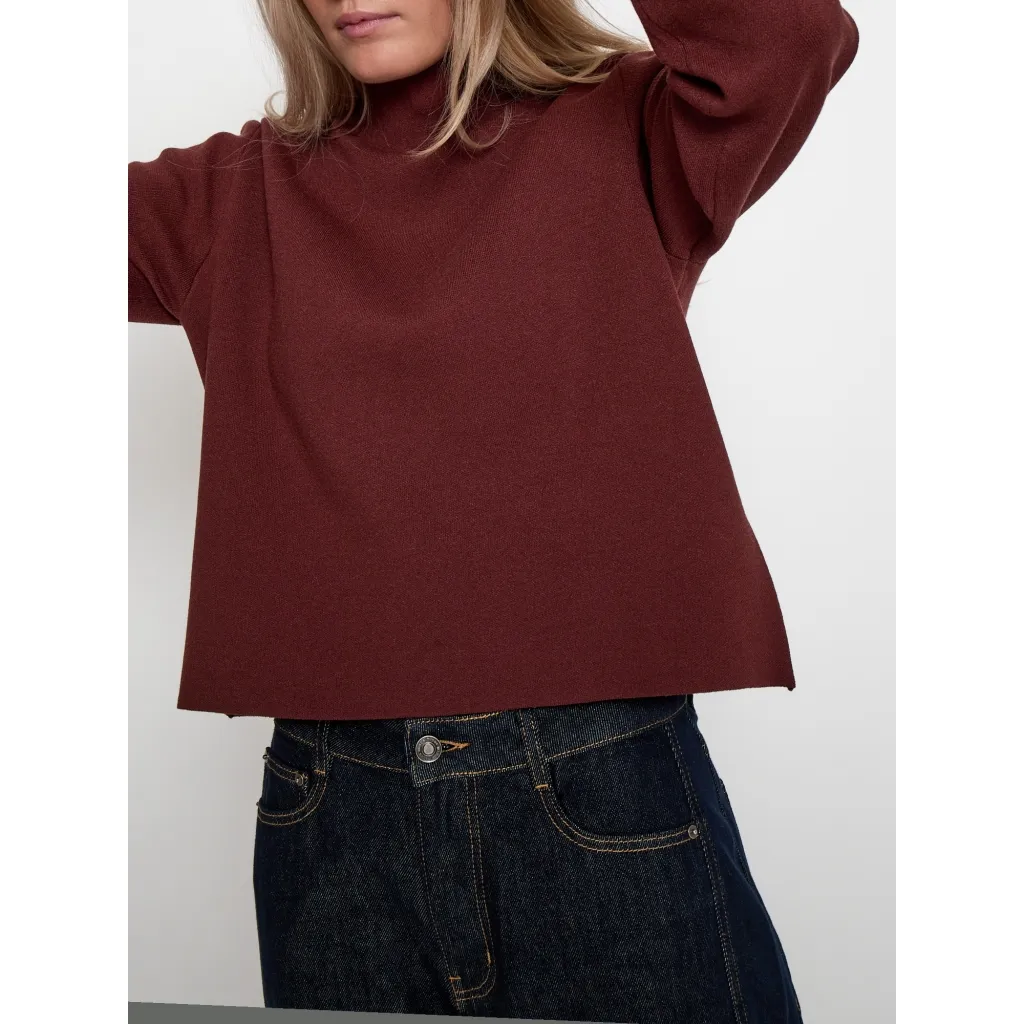 MSLupi High Neck Knit Pullover - Donkerrood - Afbeelding 3