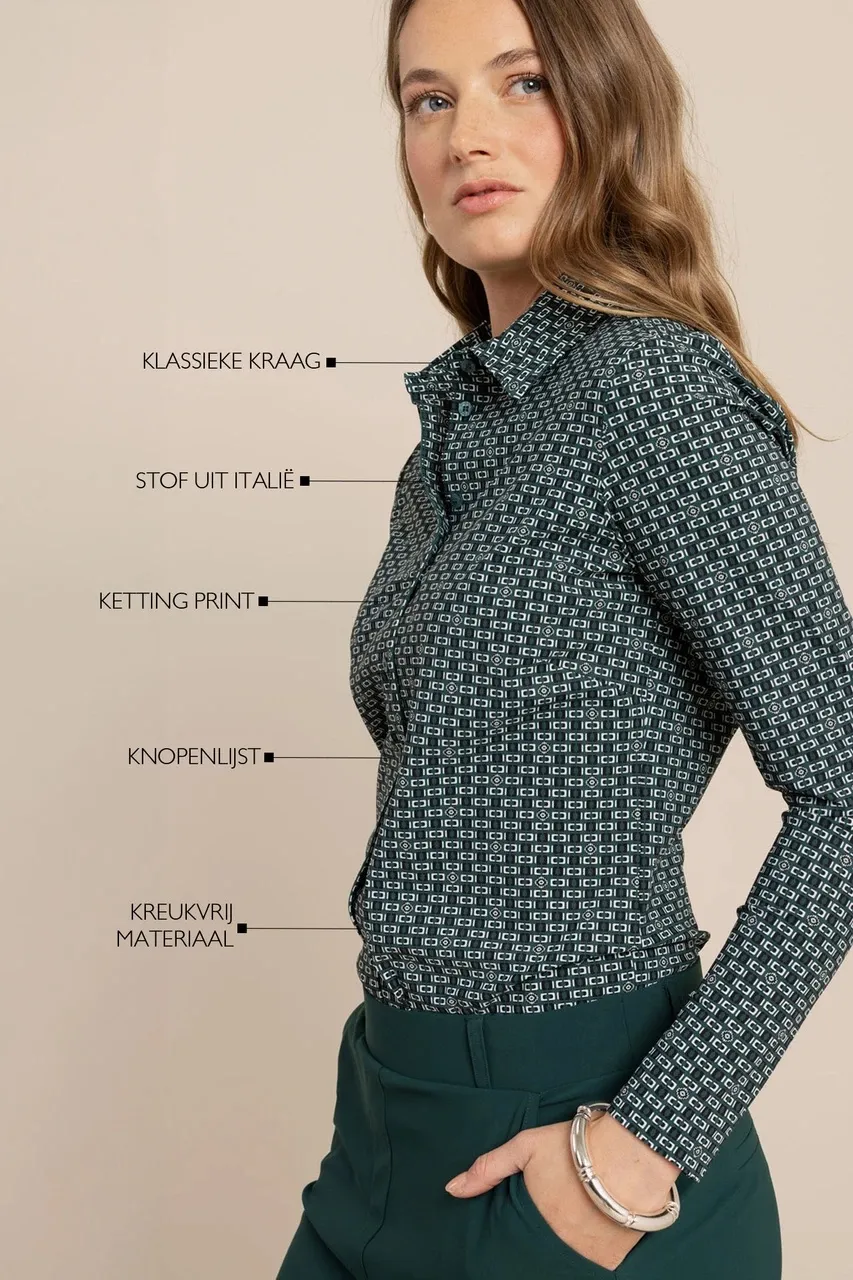 Poppy chain shirt - Dark Teal - Afbeelding 3