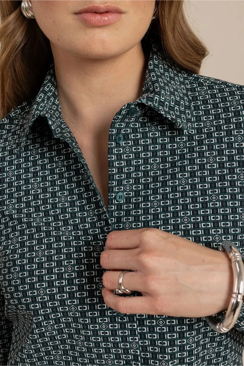 Poppy chain shirt - Dark Teal - Afbeelding 4