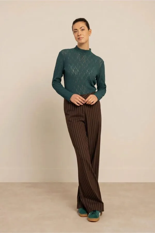 Reagan lace col top - Teal