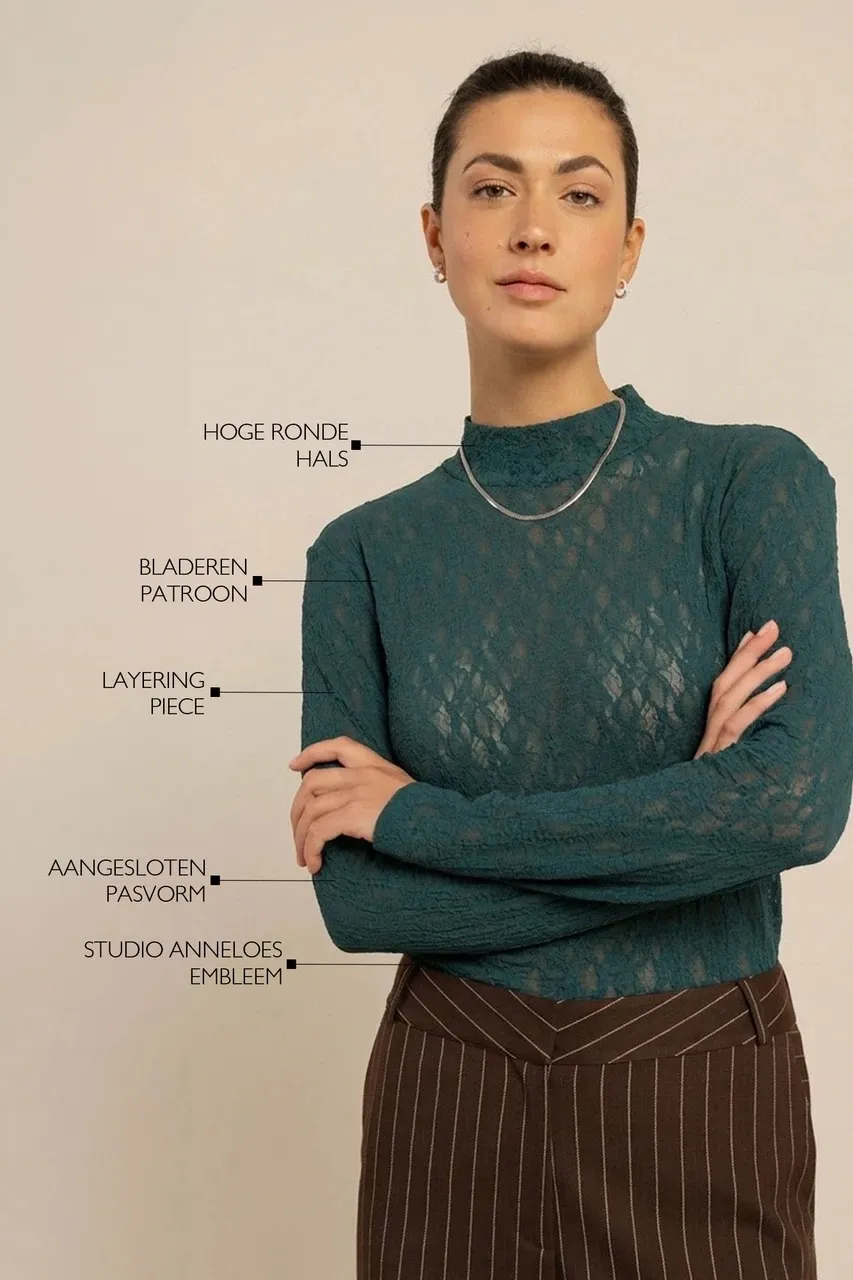 Reagan lace col top - Teal - Afbeelding 3