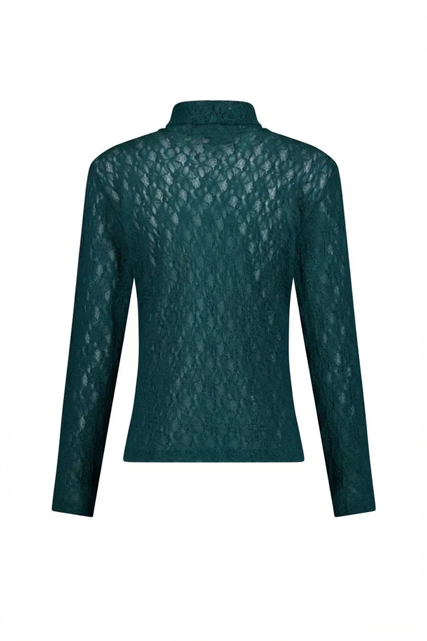 Reagan lace col top - Teal - Afbeelding 5