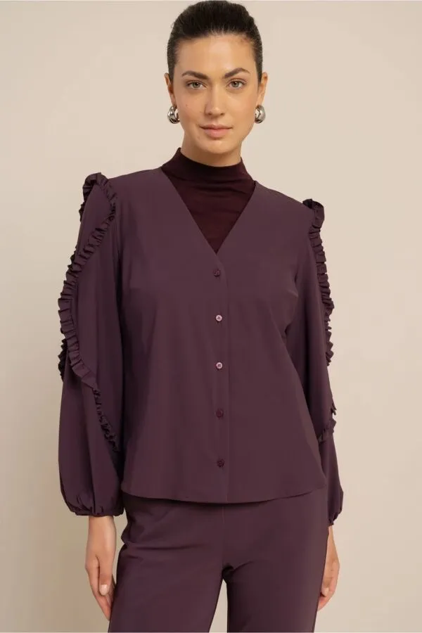 Ingrid ruffle blouse - Aubergine
