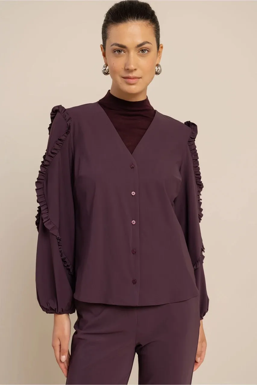 Ingrid ruffle blouse - Aubergine