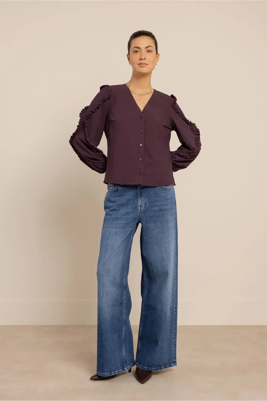 Ingrid ruffle blouse - Aubergine - Afbeelding 3