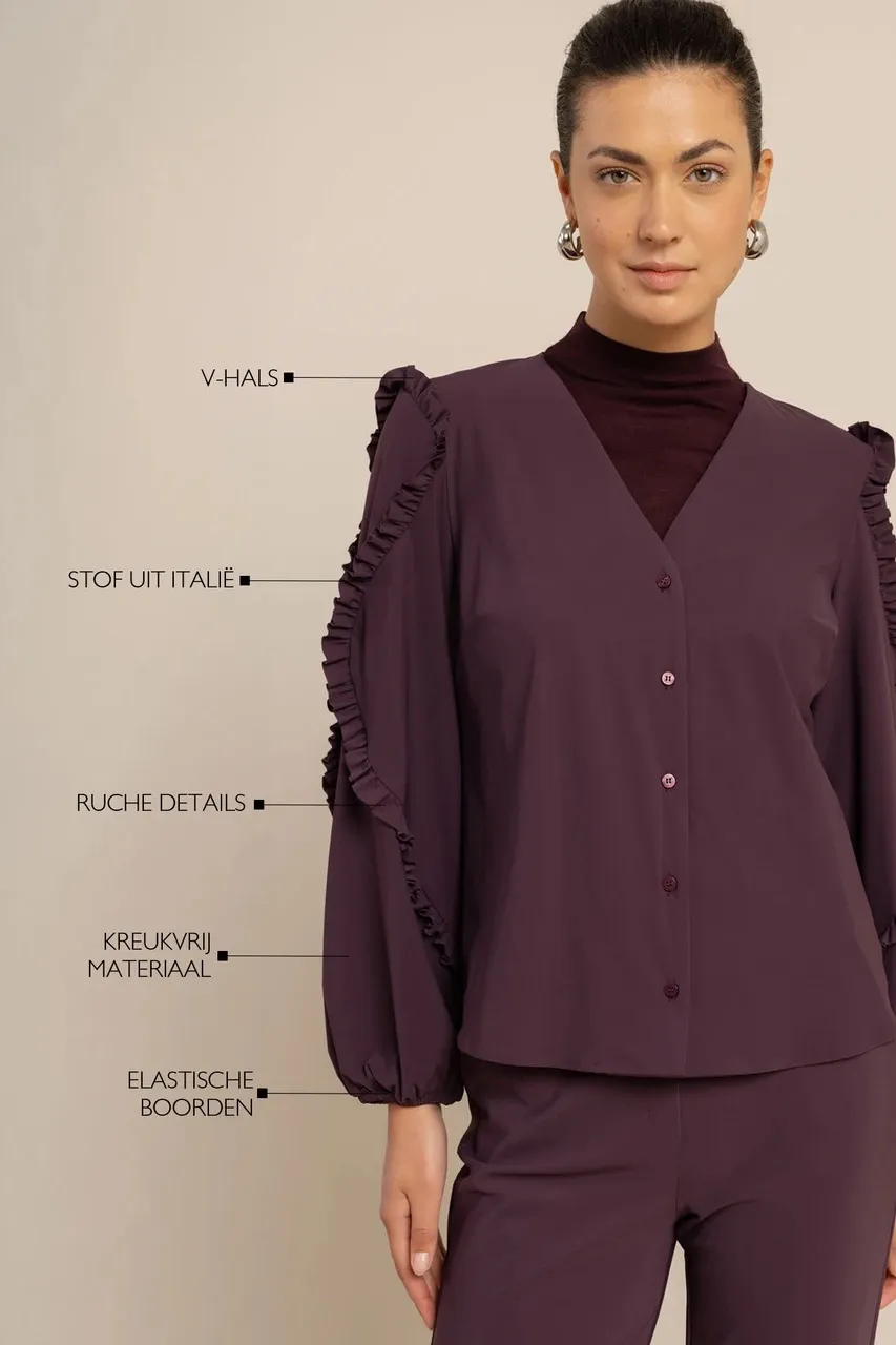 Ingrid ruffle blouse - Aubergine - Afbeelding 4