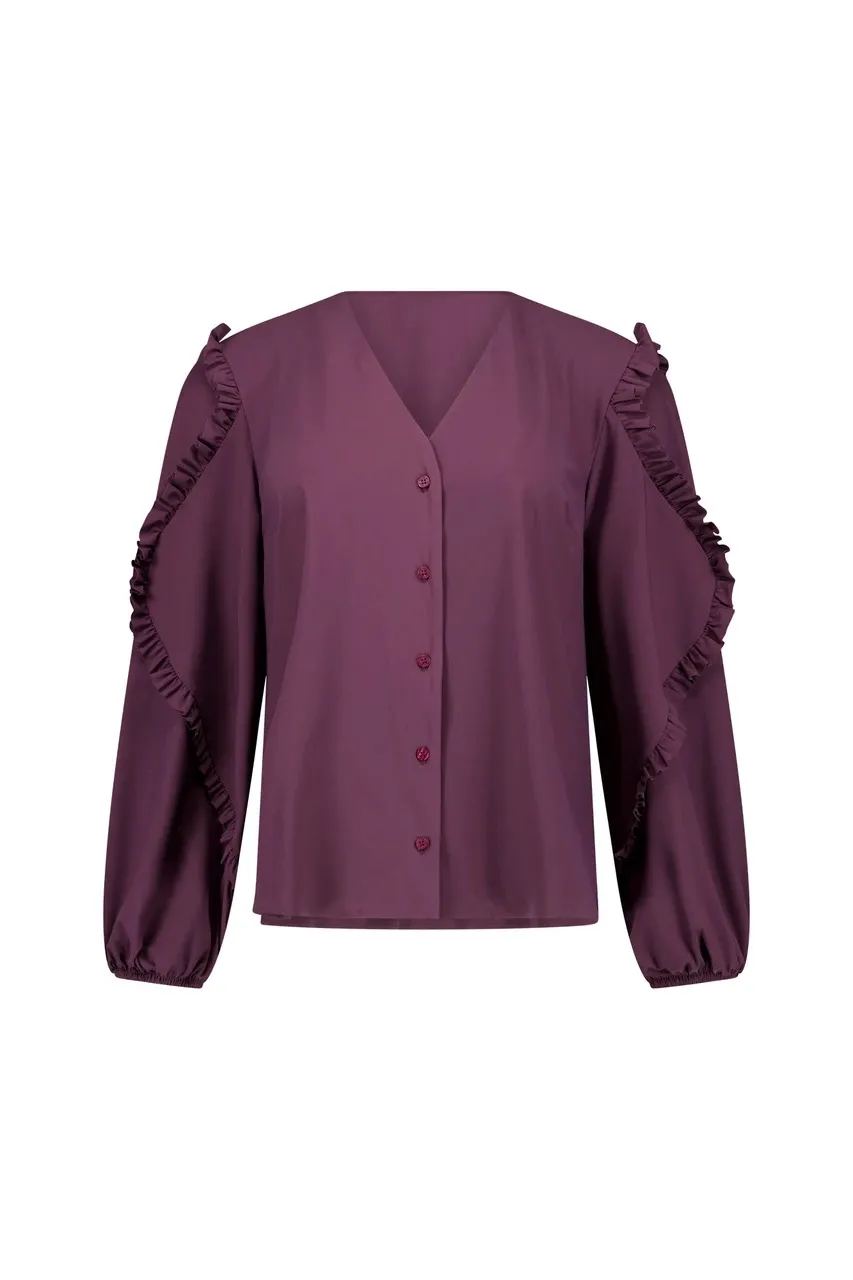 Ingrid ruffle blouse - Aubergine - Afbeelding 6