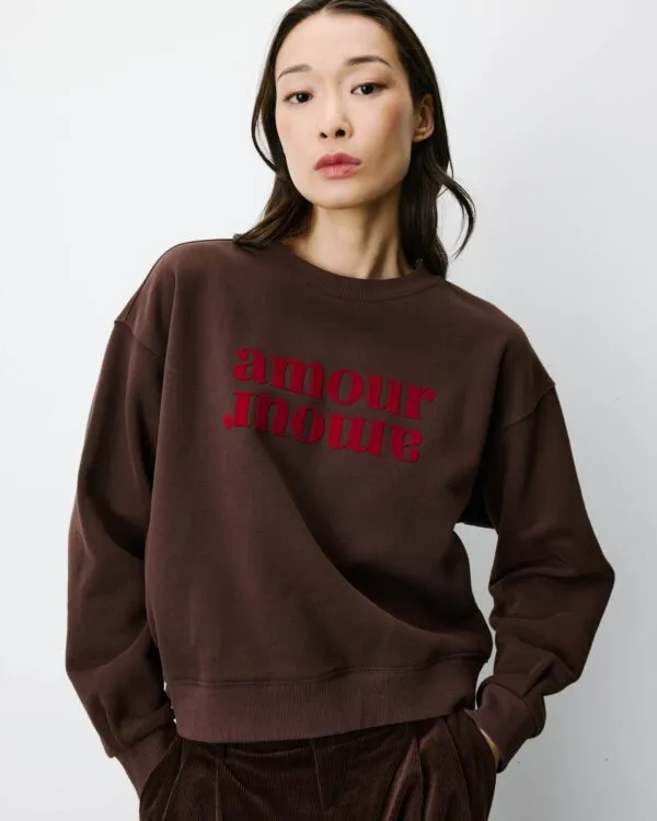 Sweater met tekst - Bruin