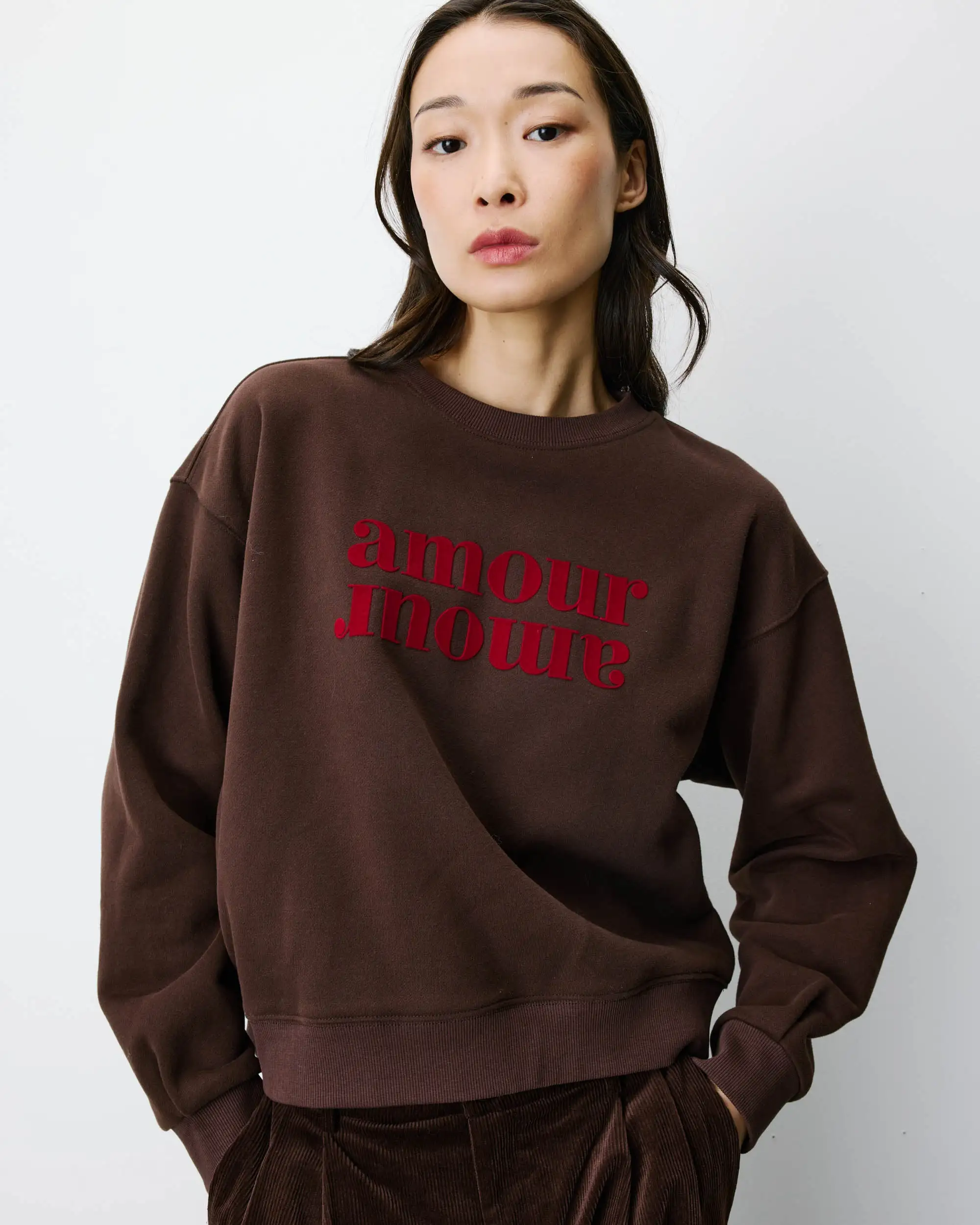 Sweater met tekst - Bruin