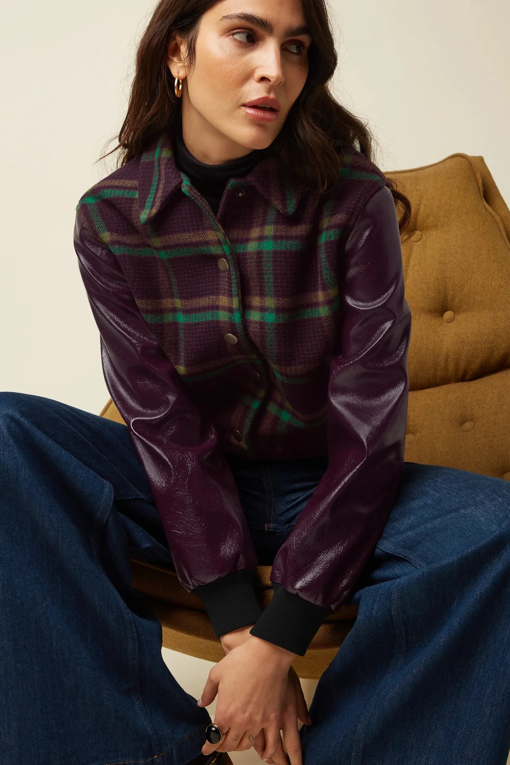 Billie Baseball Jacket Vera Check - Porto Red - Afbeelding 3