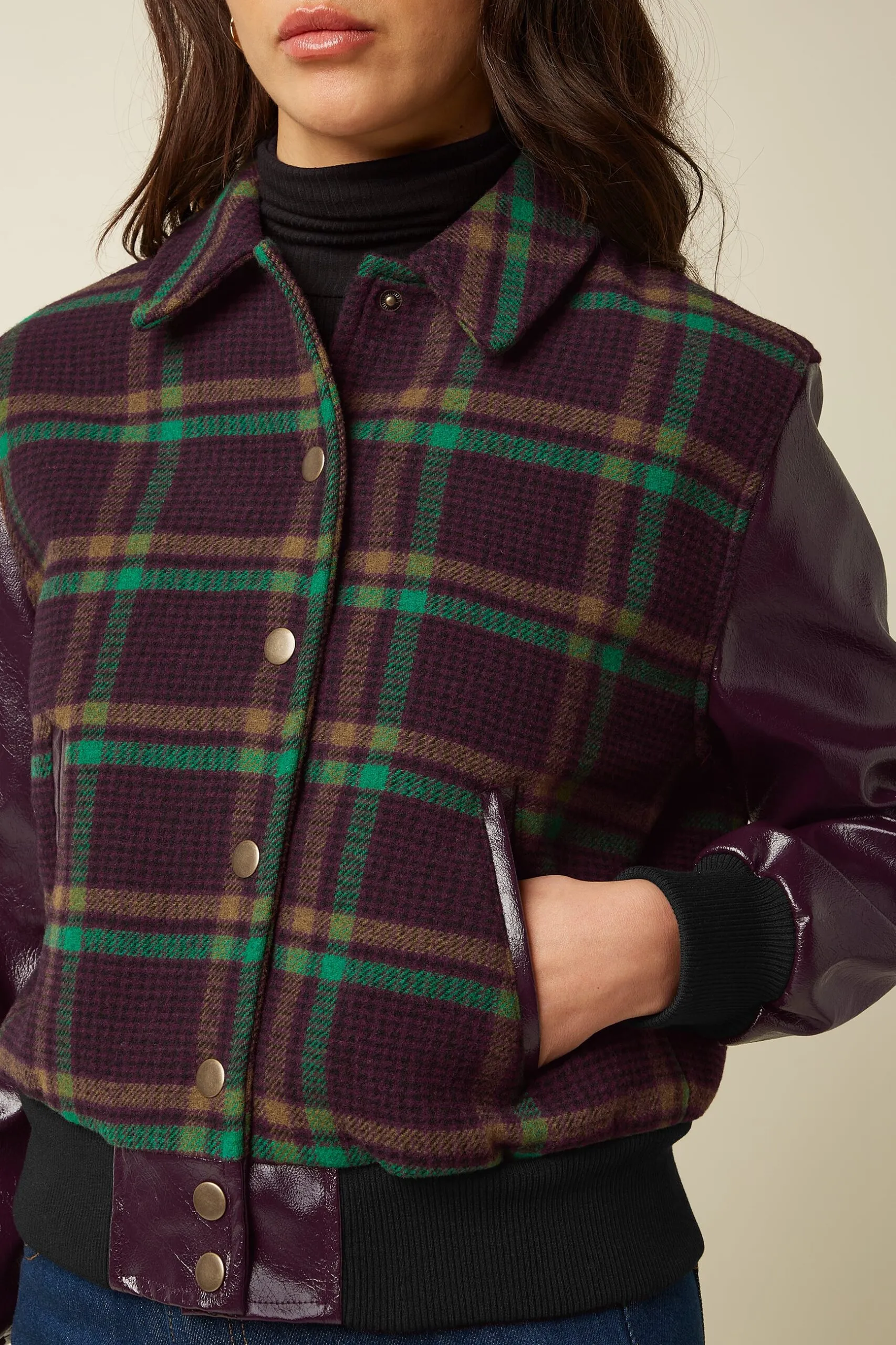 Billie Baseball Jacket Vera Check - Porto Red - Afbeelding 4