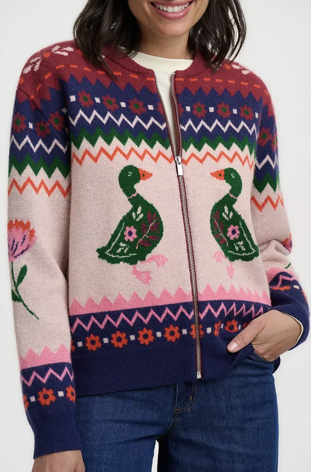 Solana Knitted Bomber Jacket - Navy