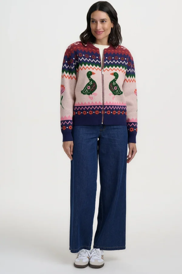 Solana Knitted Bomber Jacket - Navy