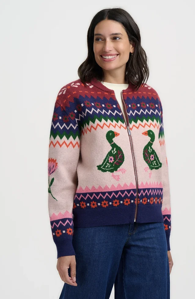 Solana Knitted Bomber Jacket - Navy - Afbeelding 4