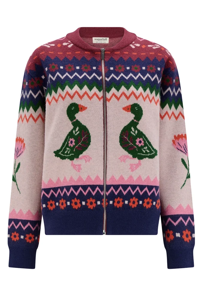 Solana Knitted Bomber Jacket - Navy - Afbeelding 5